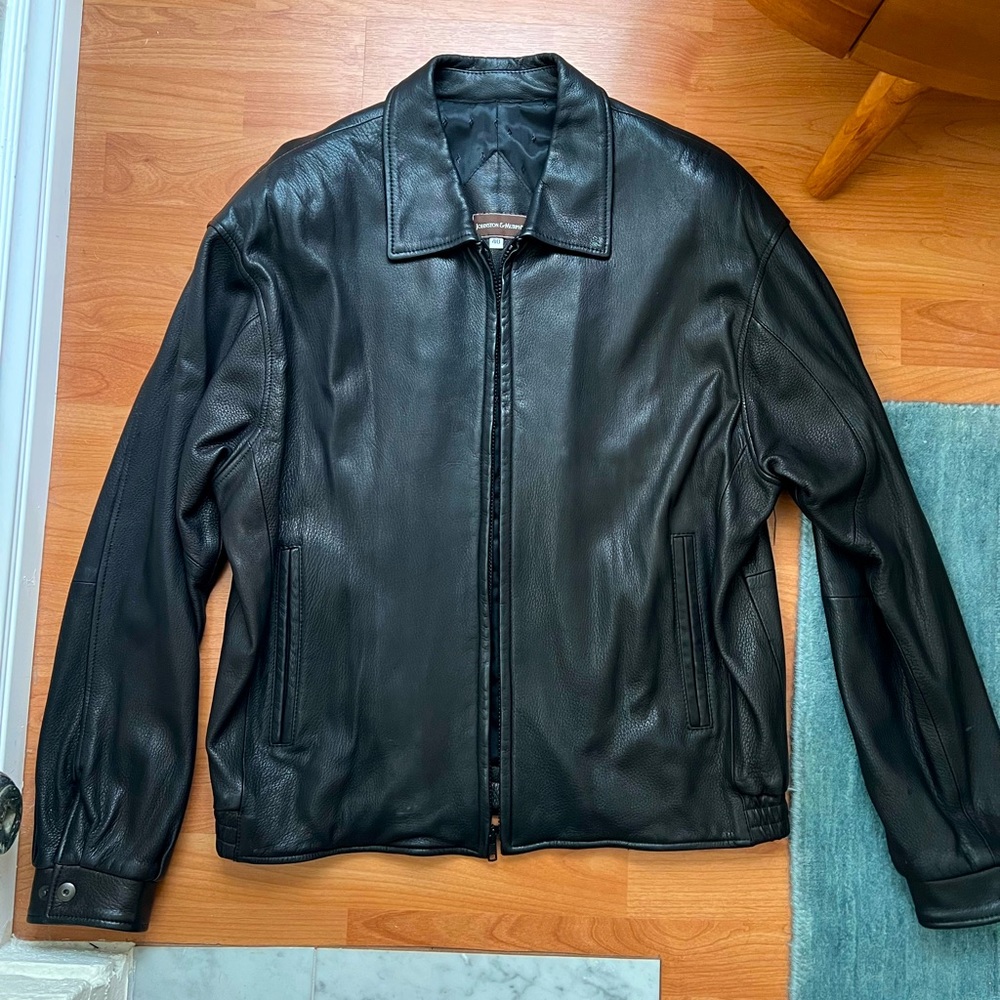 Vintage men’s black leather jacket